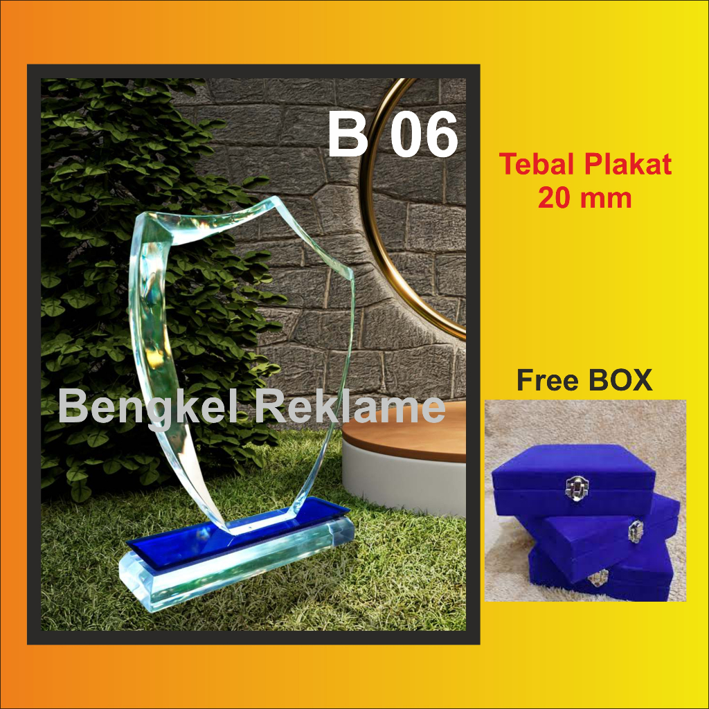 Plakat Bevel - Plakat Kristal Akrilik - Plakat Diamond - Plakat Tebal - Plakat Acrylic - Plakat Koso