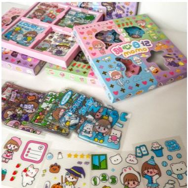 

BOP STIKER MOMO RAINBOW 4 WARNA ISI 100 LEMBAR / BOX WATERPROOF PET STICKER LUCU VIRAL