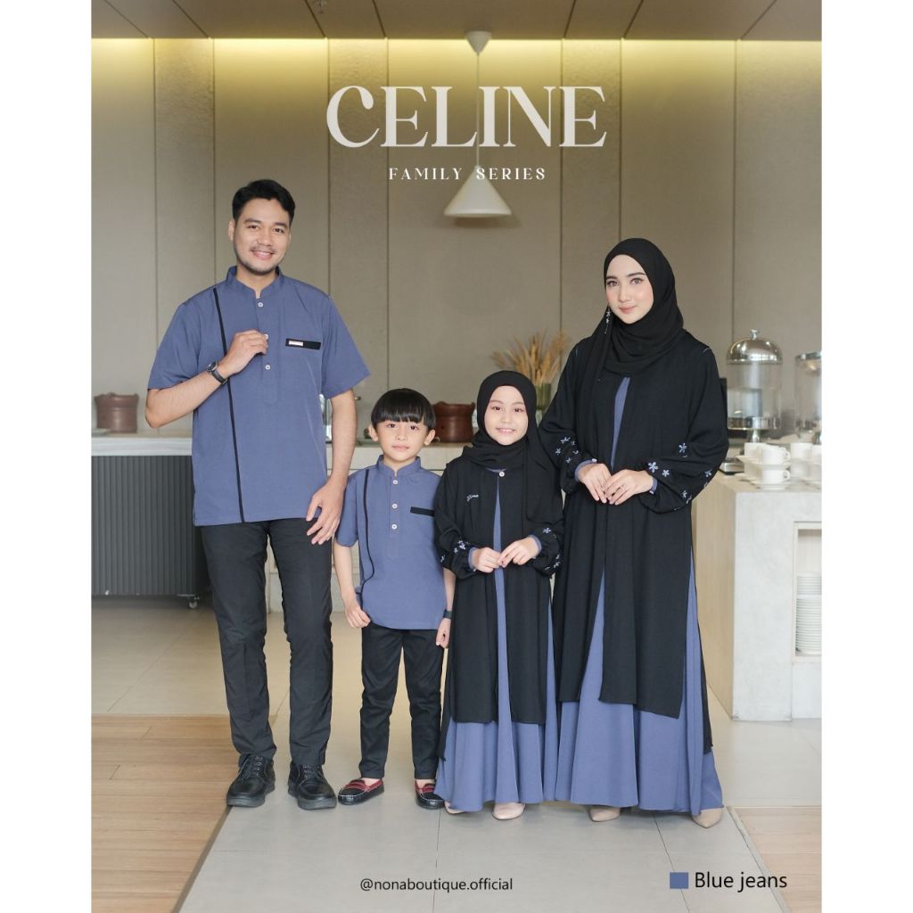 Nona Boutique - Celine Family Series - Blue Jeans - Sarimbit Keluarga Lebaran - Couple Mom Dad - Cou