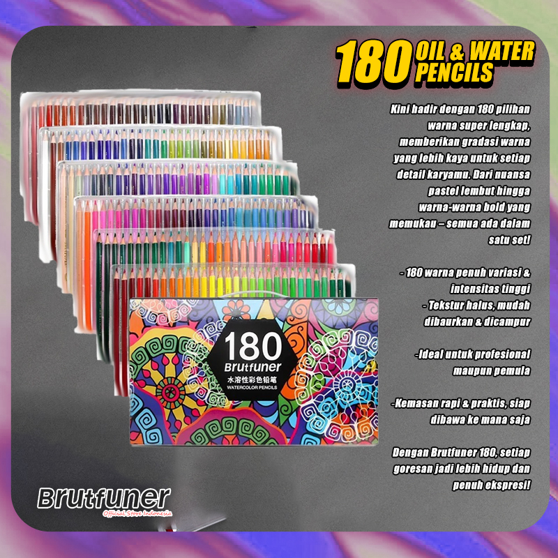 

Brutfuner Original Pensil Warna 180 Colors WATER