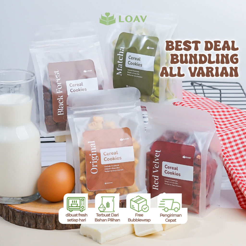 

[BEST DEALS] Bundling All Variant Cereal Cookies Premium by LOAVBAKES - Cereal Cookies Cemilan Manis Cookies Chewy Cookies Bites