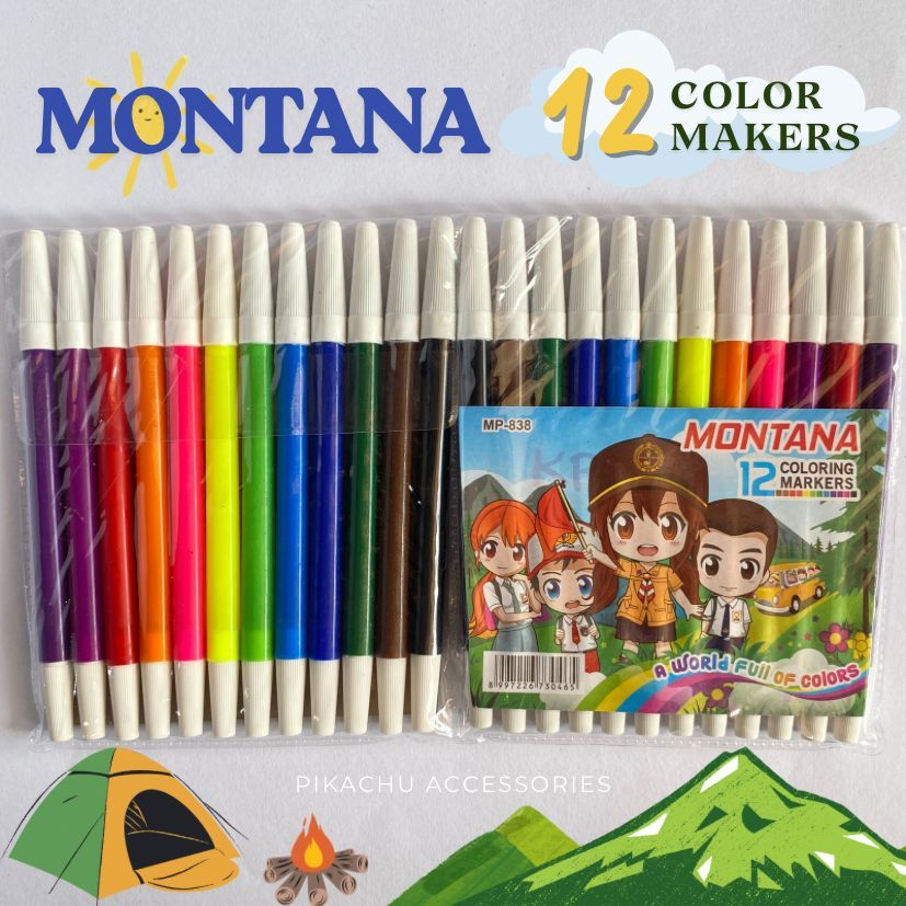 

MONTANA Spidol Warna 1 Set 12Pcs / Spidol Warna Set Mini / Spidol Montana / Spidol Warna Murah