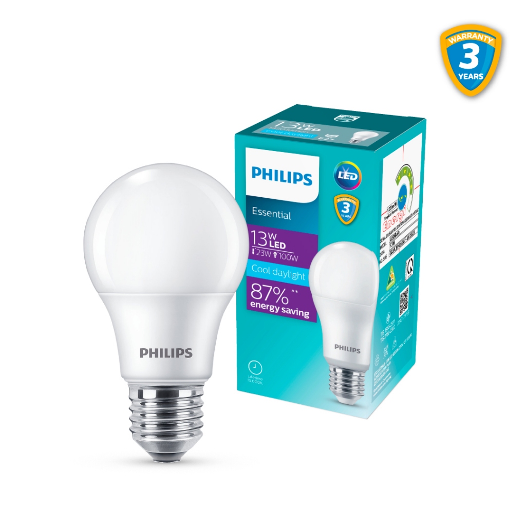 Philips LED Bulb Essential Bohlam 13W 65K Putih