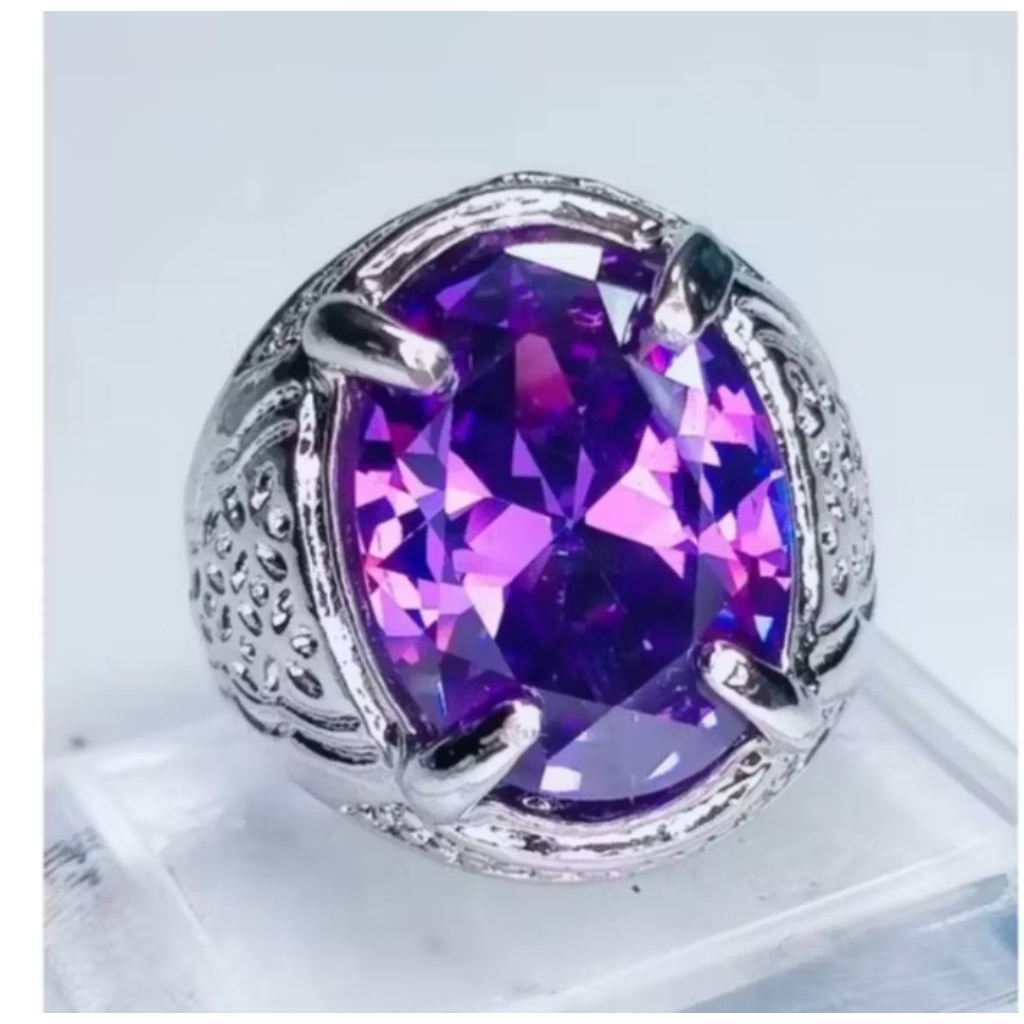 batu cincin kecubung Brazil cutting ring alpaka super