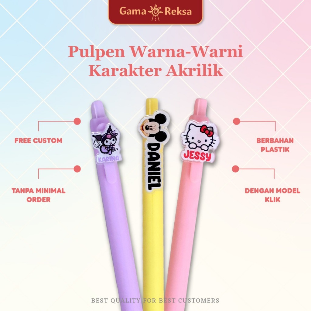 

Pulpen Mekanik akrilik Custom Nama UV Print / PULPEN Custom Karakter Nama Sovenir