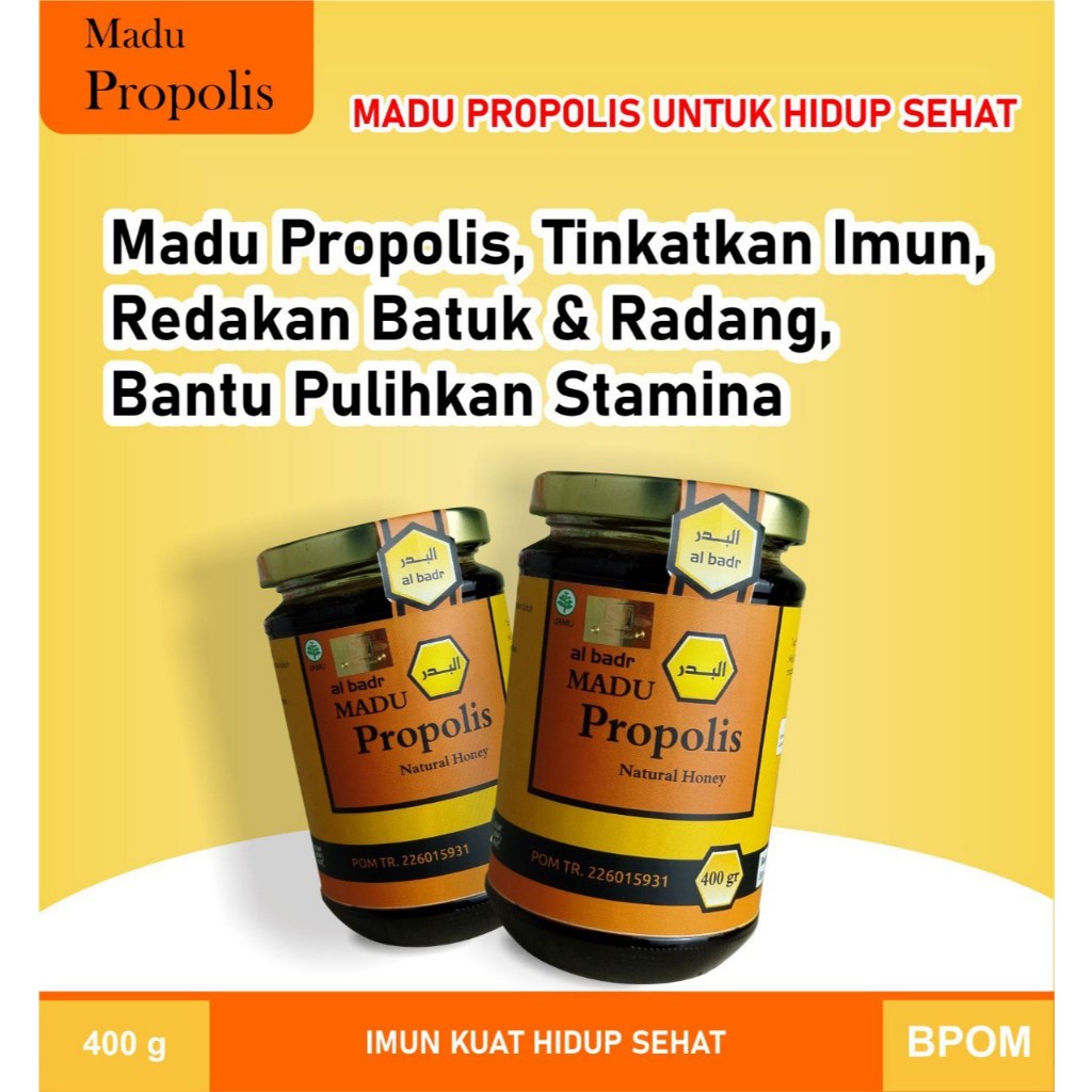 

Madu plus propolis Madu Propolis Al Badr 400 gram Herbal Imun Free Bubble