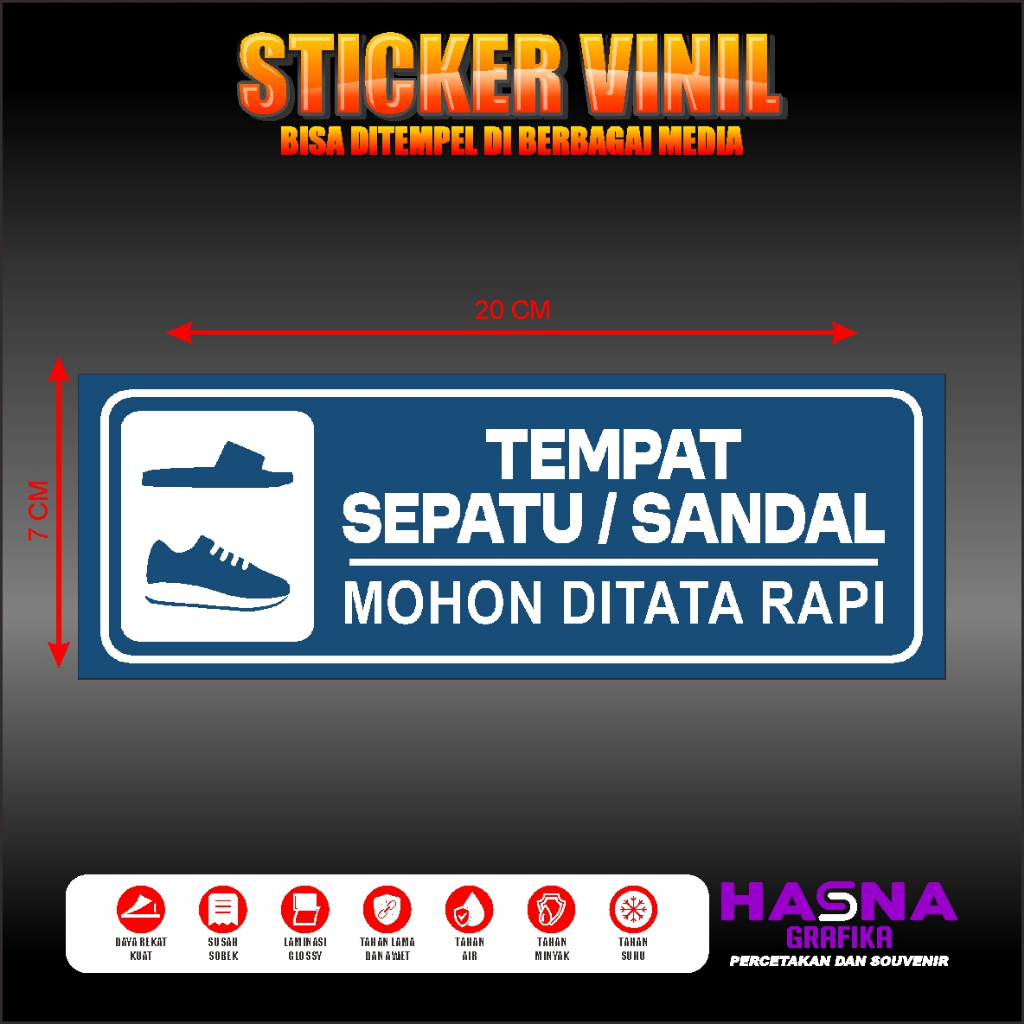 

Stiker Tempel / Sticker Informasi Tempat Sandal / Sepatu / Tempat Alas Kaki