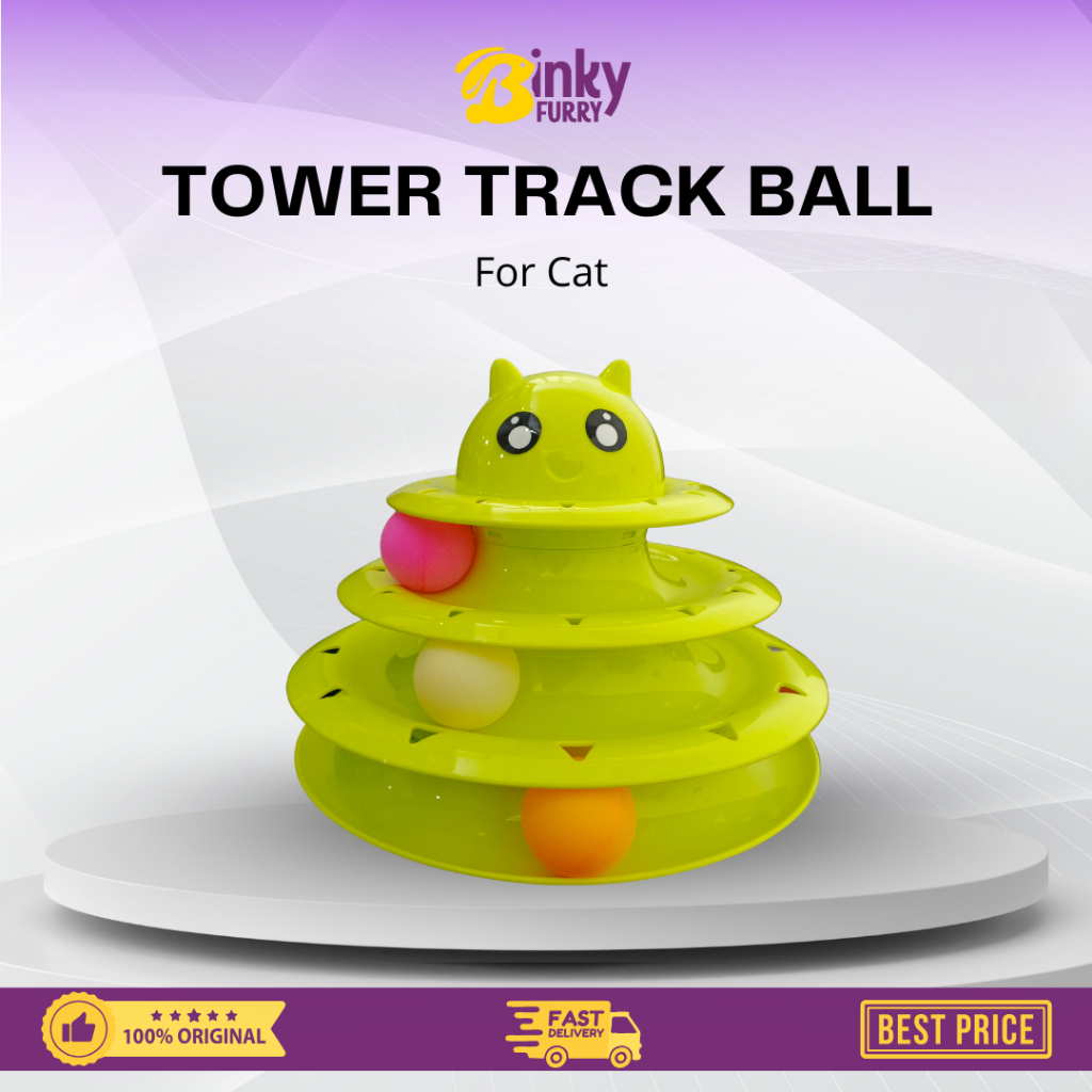 Mainan Kucing Interactive Ball Tower 4 Level Cat Toy Tower Track Ball