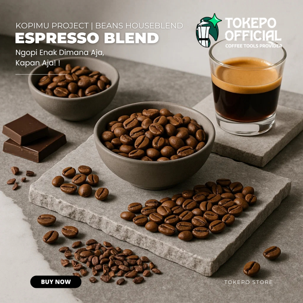 

Kopimu Project Biji Kopi Espresso Houseblend Coffee Beans 1kg/250gram Dark Chocolate Arabica Robusta