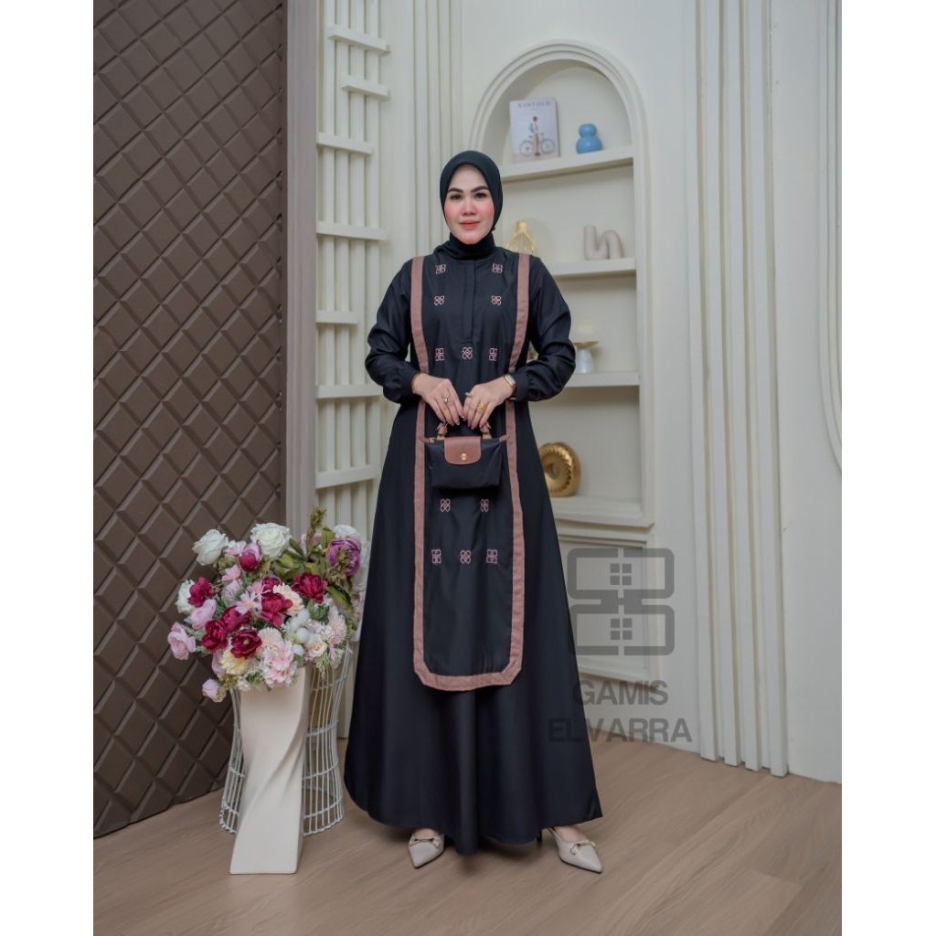 Gamis Elvarra Bordir Bahan Katun Toyobo ORI Guzel/gamismurah/gamisbordir