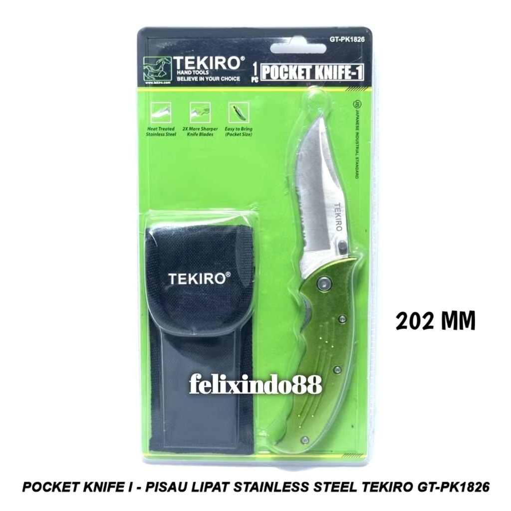 Tekiro Pisau Saku Lipat Tebal Original GT-PK1826 Multifunction Pocket Knife -1 Multifungsi Stainless
