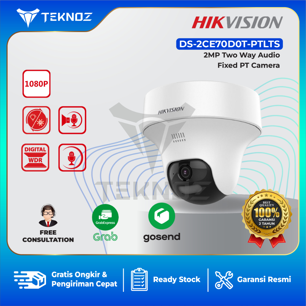 DS-2CE70D0T-PTLTS Hikvision 2MP Two Way Audio Pan Tilt Camera Hybrid Light CCTV Kamera Analog Indoor