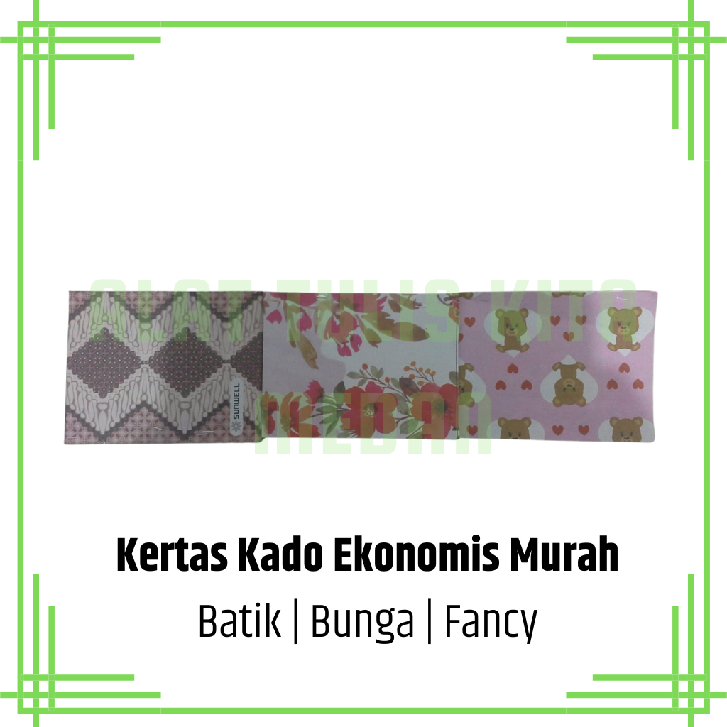 

(50 Lembar) Kertas Kado Ekonomis Murah 48x63cm Bunga Batik Fancy / Gift Paper Ekonomis Murah