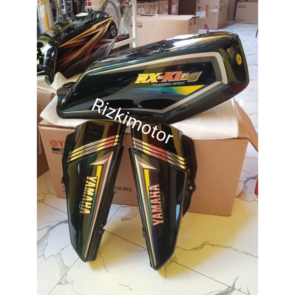 Tangki & Dop aki rx king tahun 2001 hijau botol original baru sudah finishing clear&poles