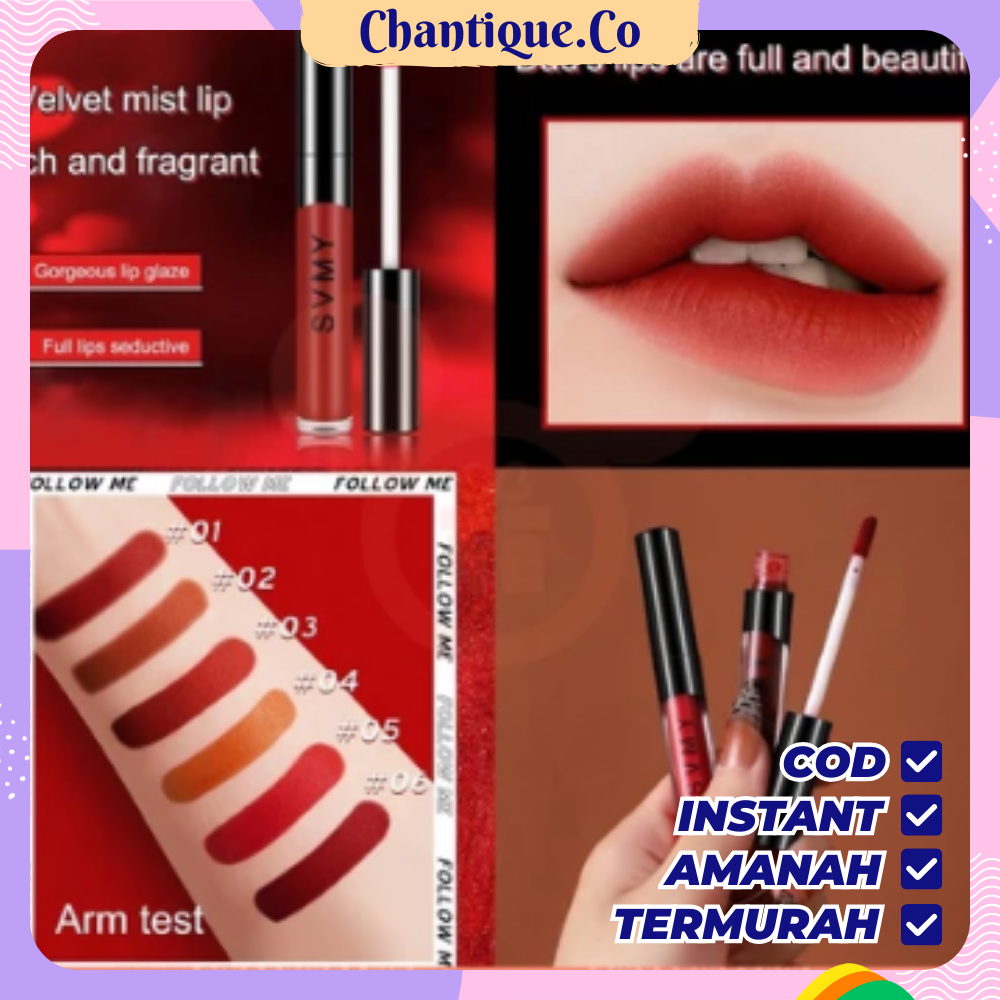 MINIPINK SVMY Velvet Lip Glaze Liquid Lipstick Lip tint stick Glaze Matte Lipstik Moisturizing Water
