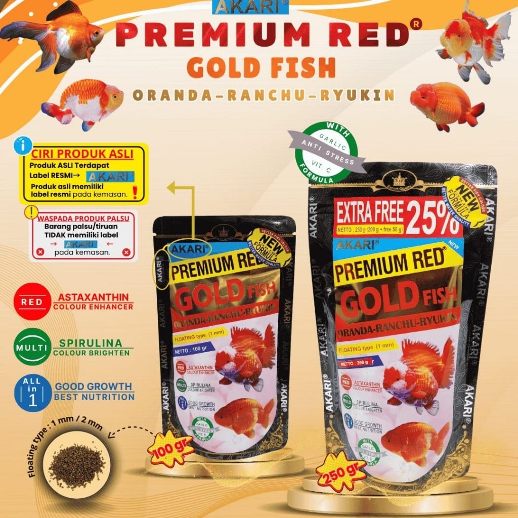 Makanan Ikan Goldfish Oranda Rancu AKARI PREMIUM RED GOLDFISH 100GR