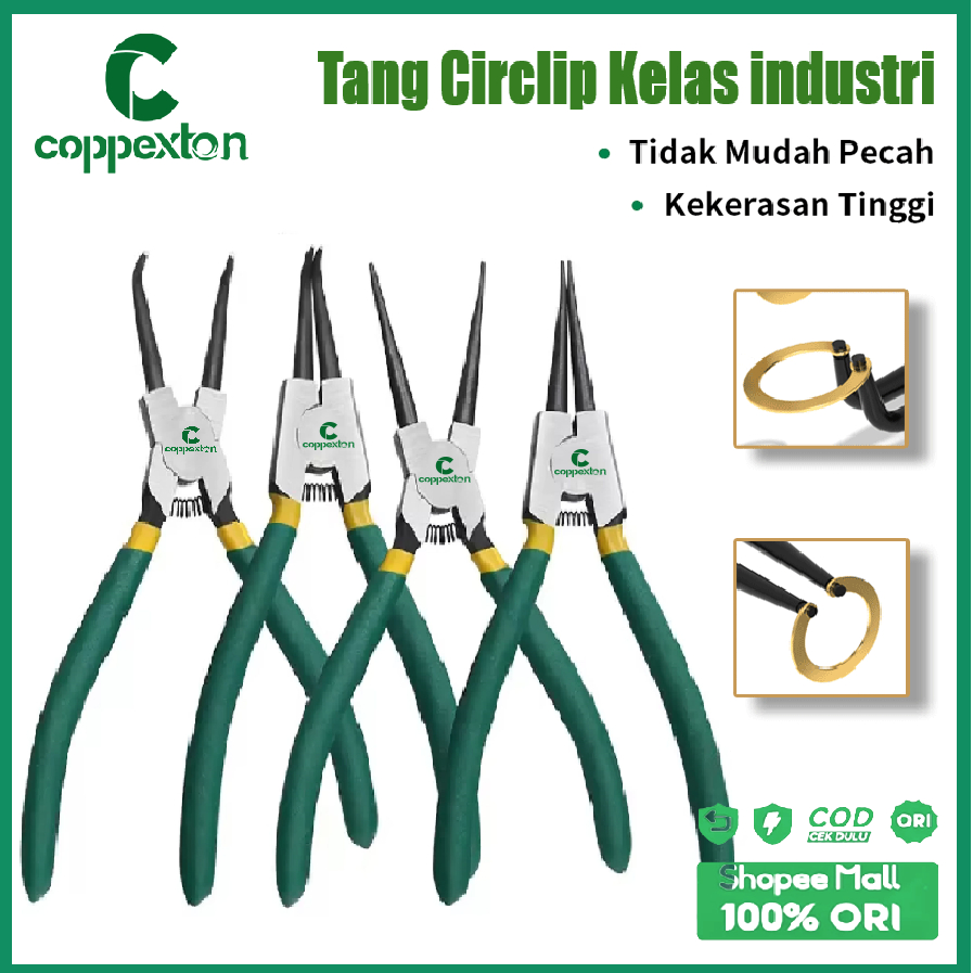 Coppexton 4 Pcs Set Tang Snap Ring Circlip Pliers Set Tang Circlip Bahan CRV Multifungsi Reed Tang S
