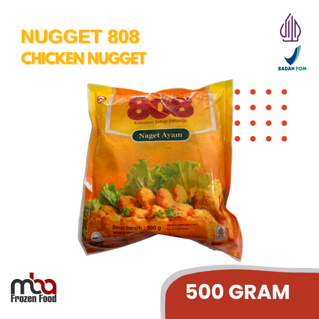 

Nugget Ayam 808 / Chicken Nugget 500 Gram /Nugget /AyamTepung /Frozenfood /Nugget Ayam /Makanan Siap Saji /Makanan Beku /Ayam Goreng /Beku /Ayam Beku