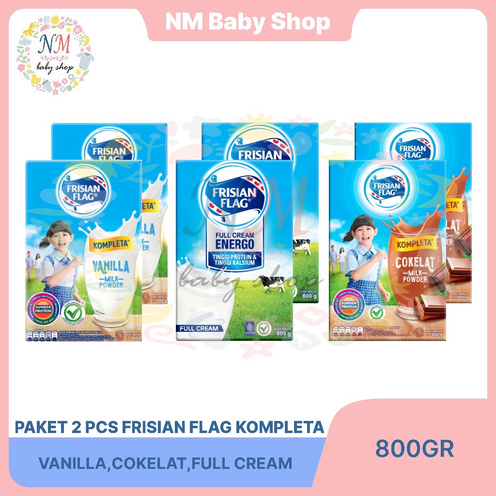 

FRISIAN FLAG 2 KOTAK KOMPLETA 800GR SUSU BUBUK VANILA COKELAT FULLCREAM SUSU TINGGI KALSIUM NM SSKD