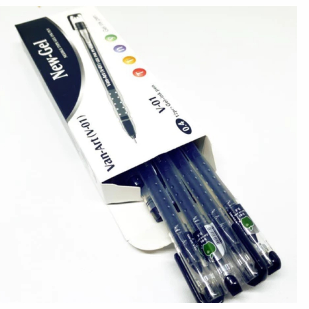

(Pcs) ZUIXUA - Bolpen Apel Gel New Jel HY-1020, Van-Art V-01 Gel Pen 12pc Smooth Writing Black