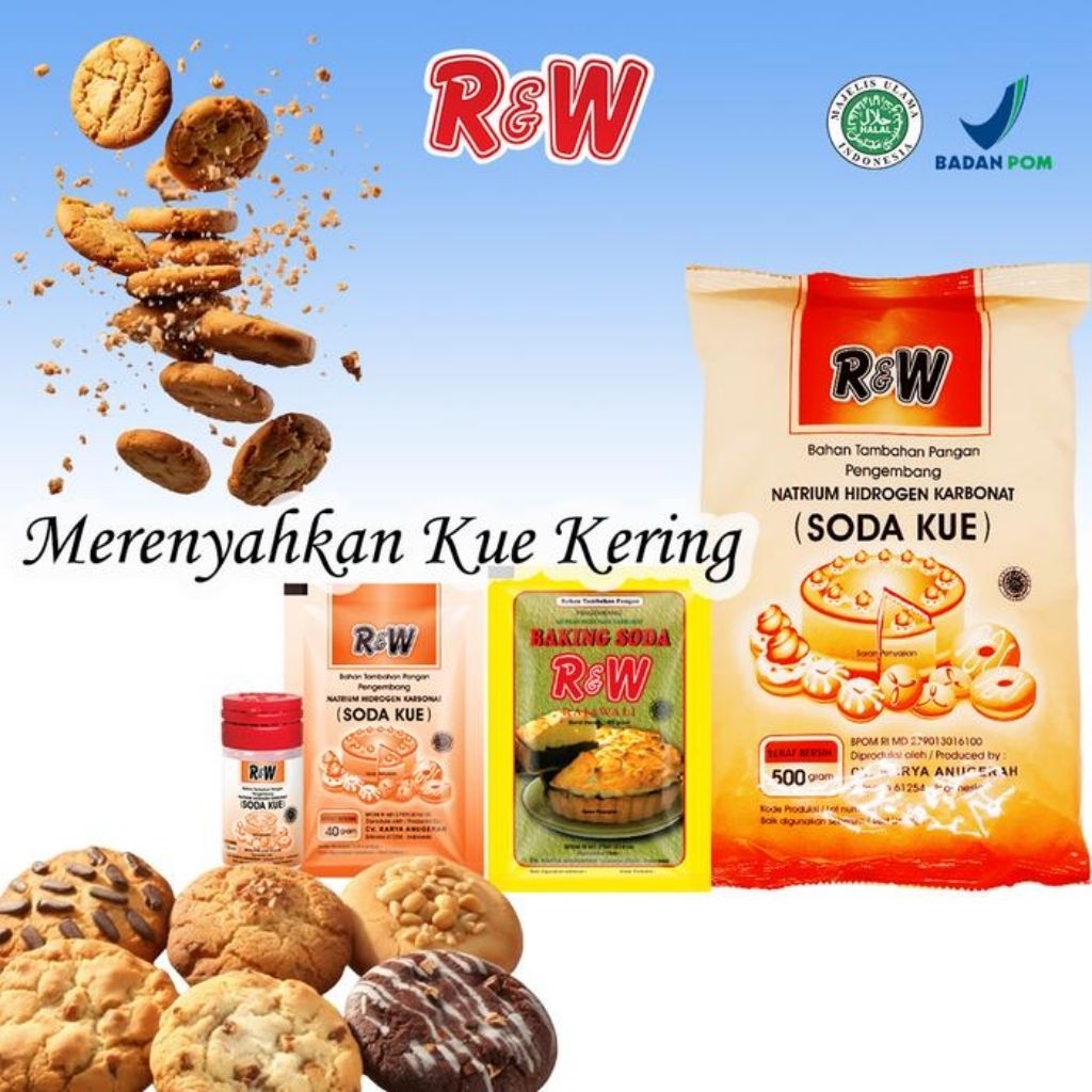 

Soda Kue oren orange Baking soda pengembang kue rajawali R&W 40 gr