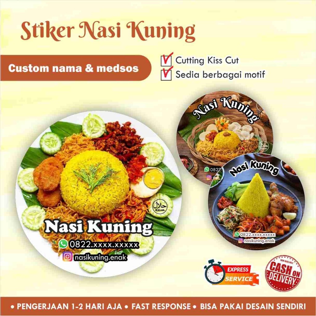 

[170 pcs] Stiker Makanan Nasi Kuning / Stiker makanan/ Makanan Tradisional