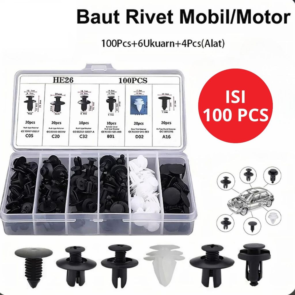 Klip Bumper Mobil Baut Rivet Mobil Universal Kancing Baut Body Plastik Klip Body Motor Serbaguna