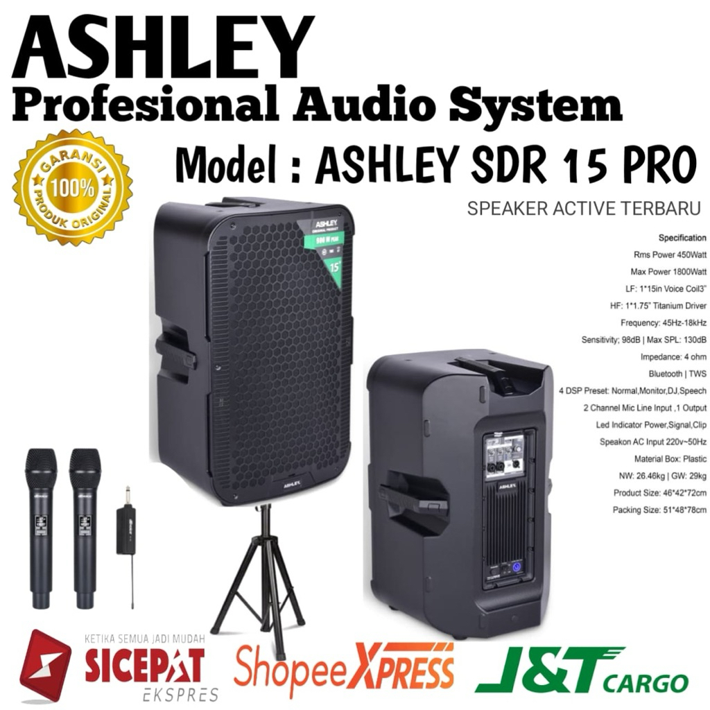 Speaker Aktif Ashley Sdr 15pro Original Speaker Aktif 15inch