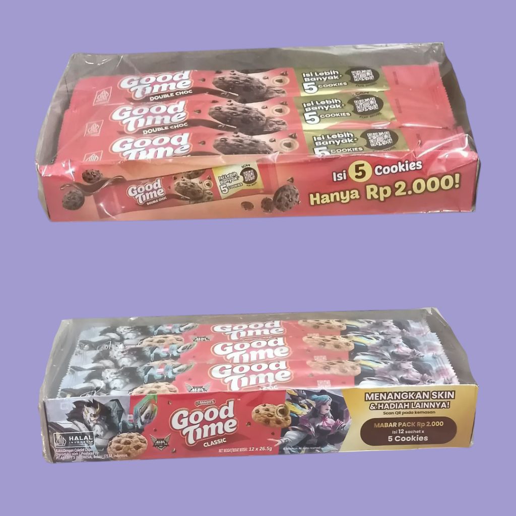 

GOOD TIME Classic, Rainbow & Coklat Cookies Chocochips 26gr [12 sachet/box]