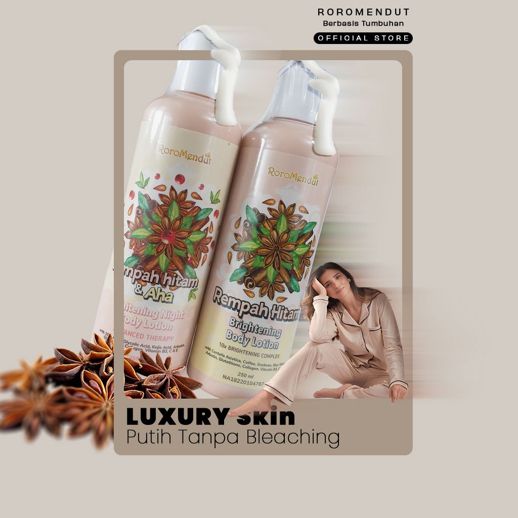 Body Lotion Whitening Glycolic Booster Rempah Hitam Roromendut Day Night Smooth Wangi