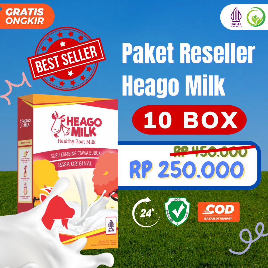 

Paket Reseller 10 Box Susu Heago Kambing Etawa Bantu Jaga Kesehatan Sendi, Tulang, dan Pernafasan
