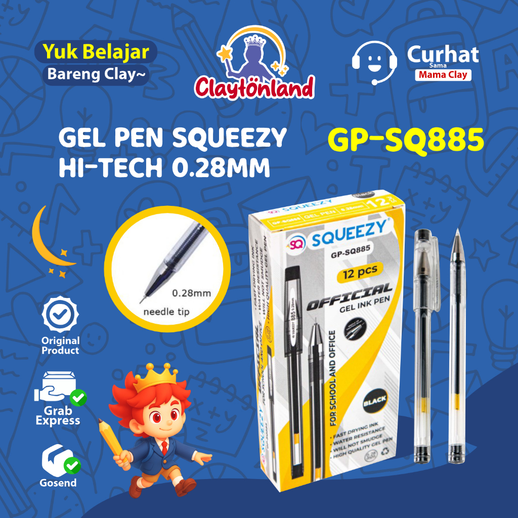

(1 PCS/BIJI) Bolpen gel/Gel pen SQUEEZY HI-TECH 0.28mm GP-SQ885
