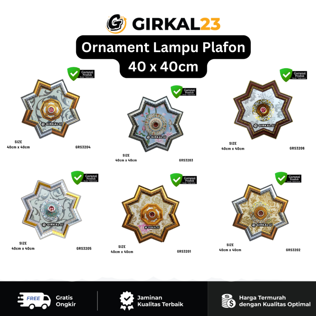 Ornamen Lampu Plafon Mewah 40x40 cm - Desain Modern untuk Interior Plafon Rumah