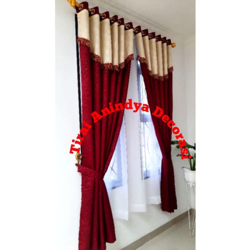 promo gorden pintu poni tirai hordeng jendela panjang gorden ring 12lubang 6lipatan gorden smokring 