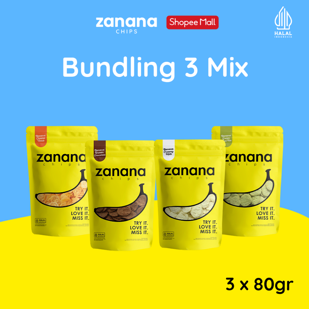 

Paket 3 pcs Mix Zanana | Keripik Pisang Bumbu Tebal dan Renyah