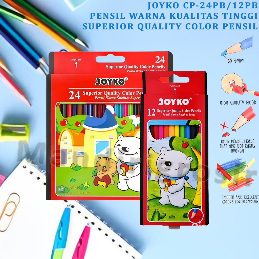 

Pensil Warna Kualitas Tinggi * Joyko * Pensil Warna Full Color * CP-12PB & CP-24PB