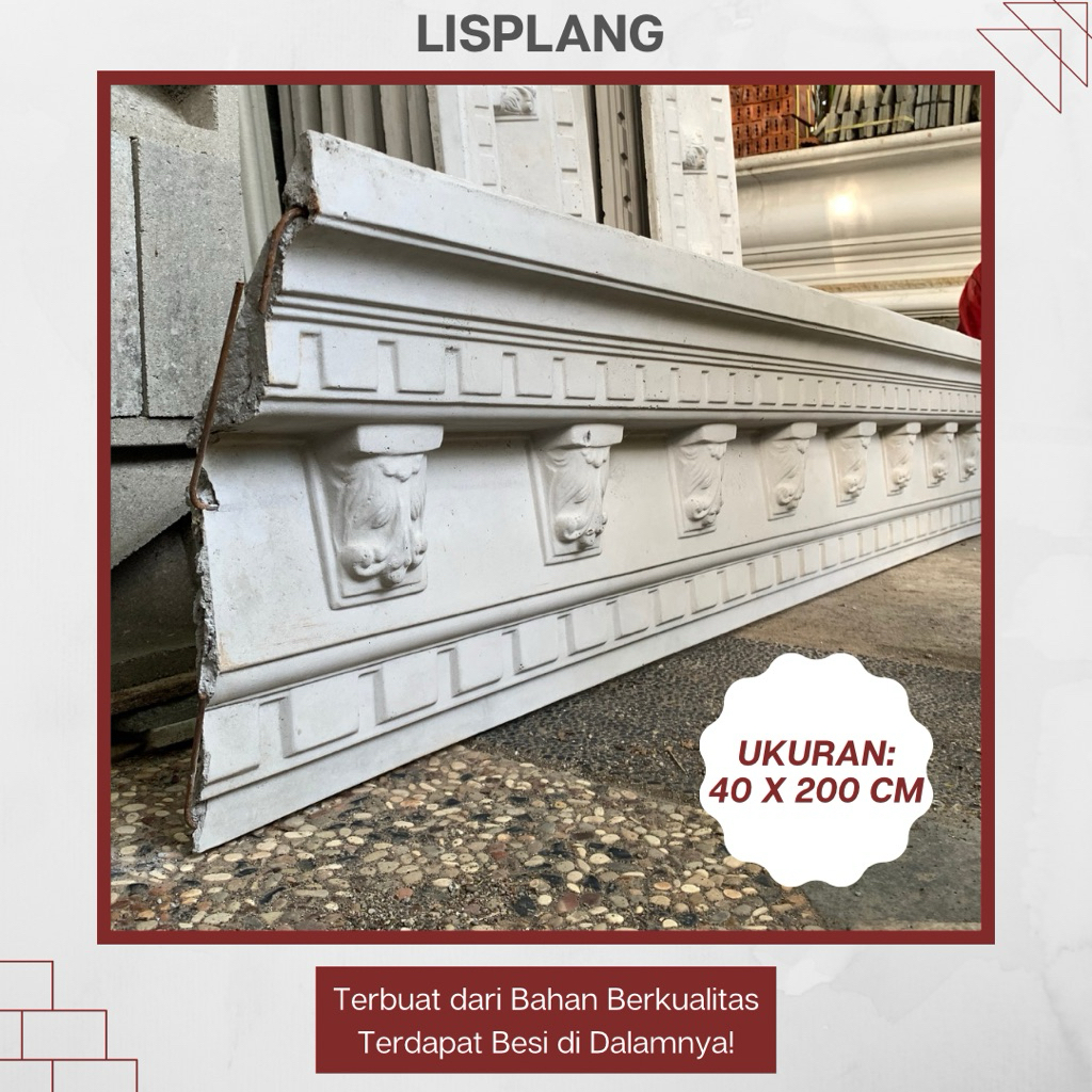 Lisplang Beton 40 x 200 cm – Lis Profil Rumah Klasik, Lis Profil Beton, Dekorasi Bangunan