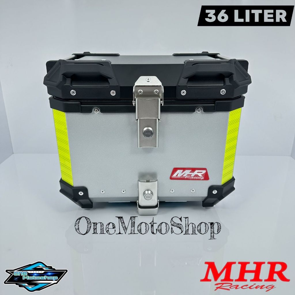 TOP BOX/BOX Bagasi Motor MHR Racing 36 LITER SILVER UNIVERSAL For Honda/Yamaha/CB X/CB R/MEGA PRO/VE