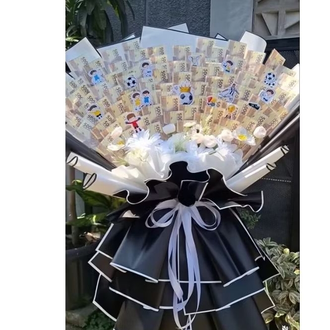 buket uang jumbo- buket kosongan - jasa buket uang - money buket mainan 50 & 100 lembar mix bunga ar