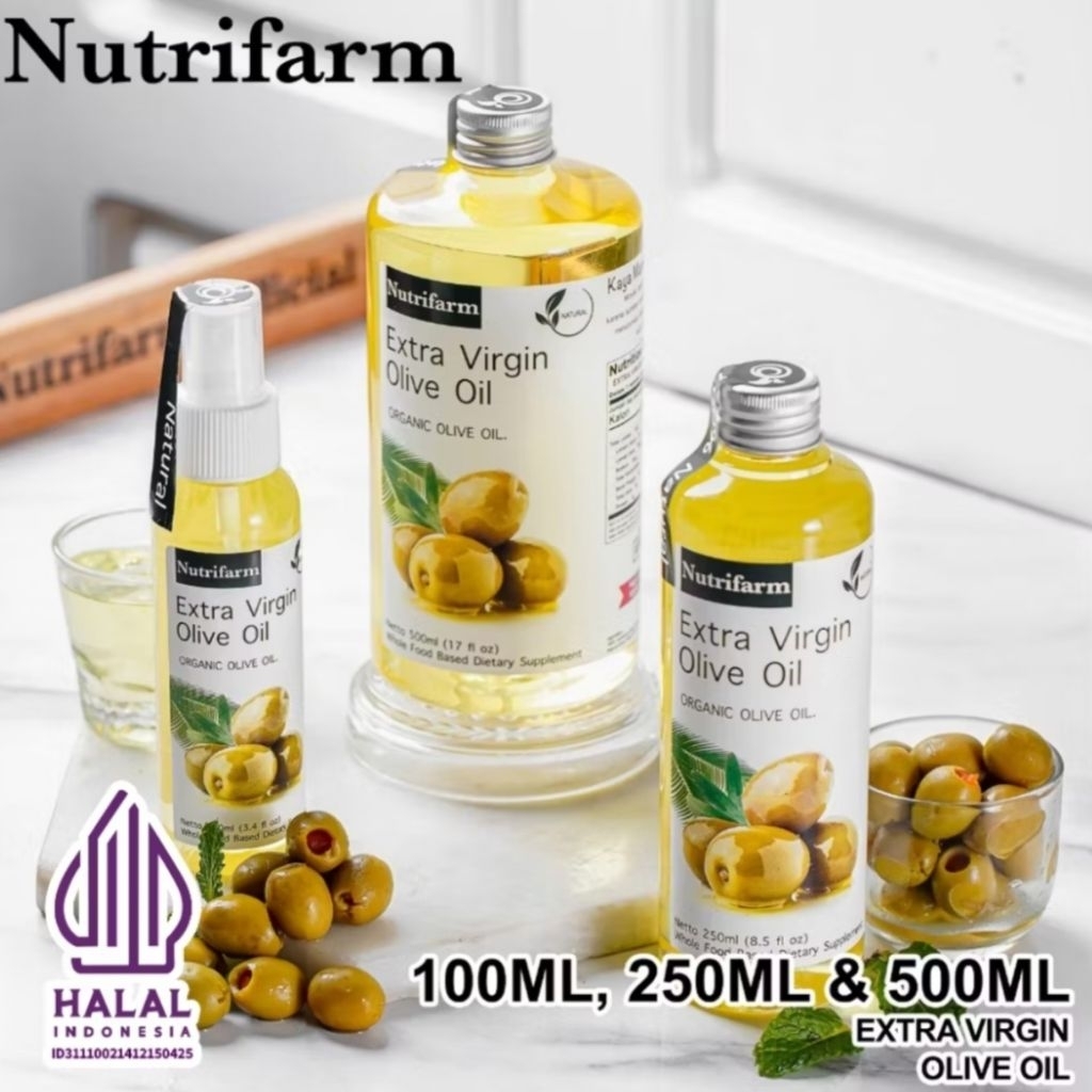 

Nutrifarm Extra Virgin Olive Oil 250ml dan spray 100ml cold pressed