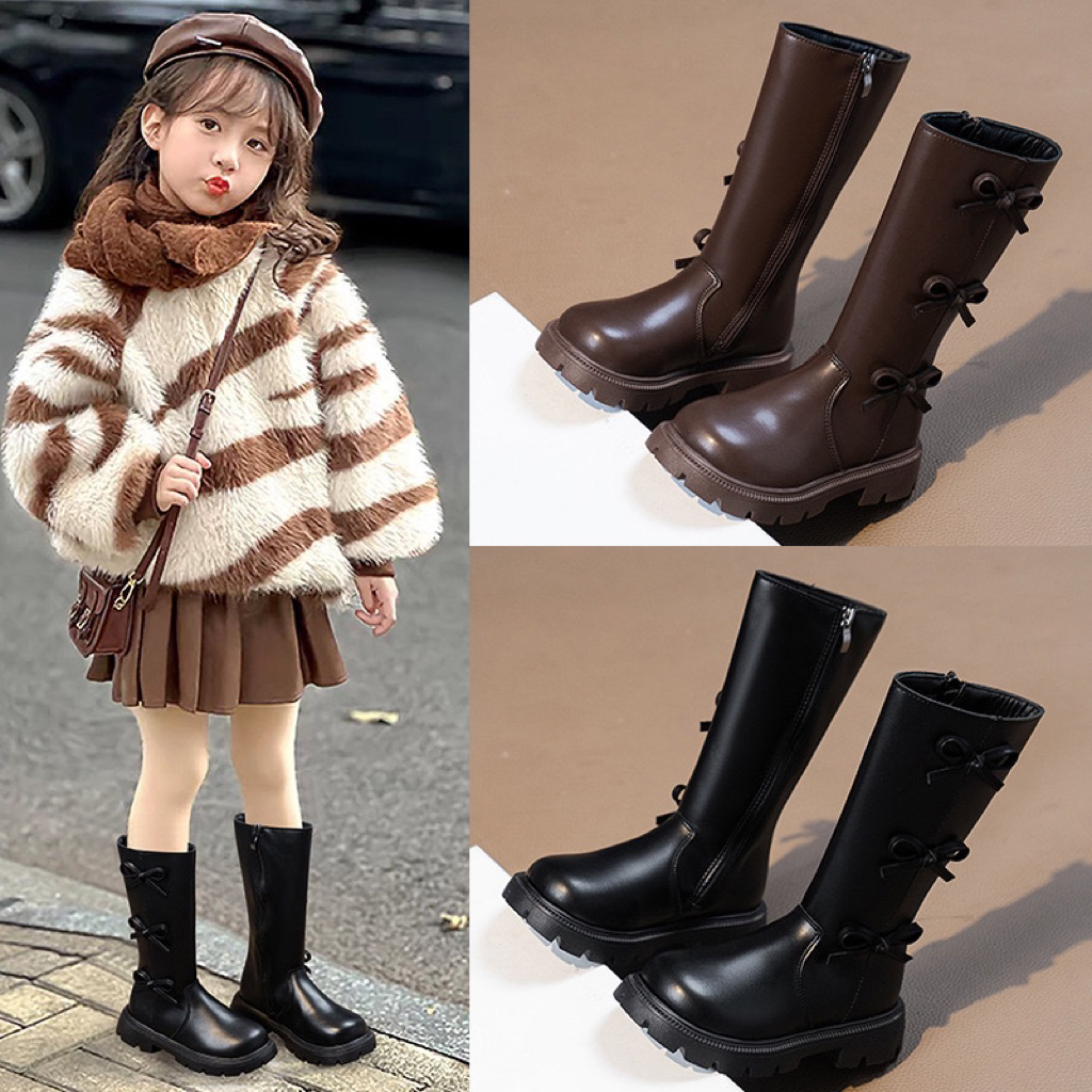 Bebe Ribbon Knee boots for winter / boots winter thermal anak perempuan pita coquette