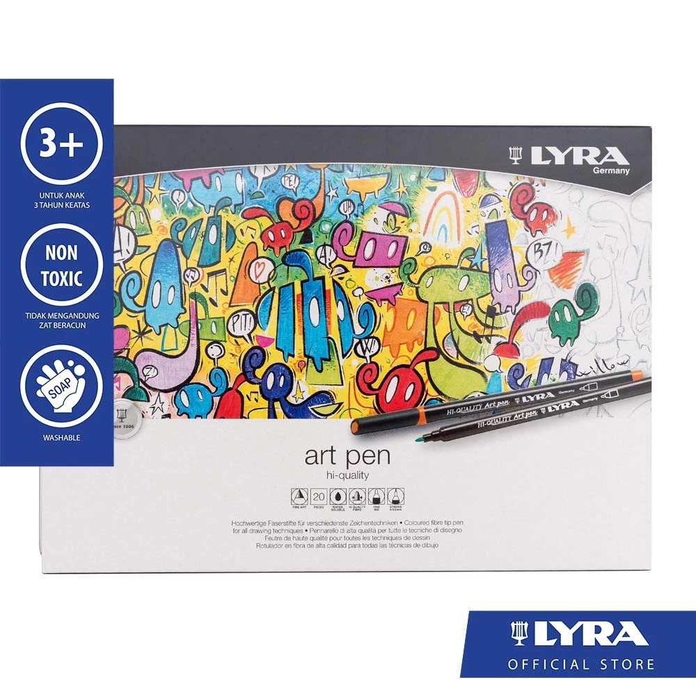 

Lyra Art Pen / Spidol Premium High Grade Kualitas Tinggi set 20 warna Metal Box