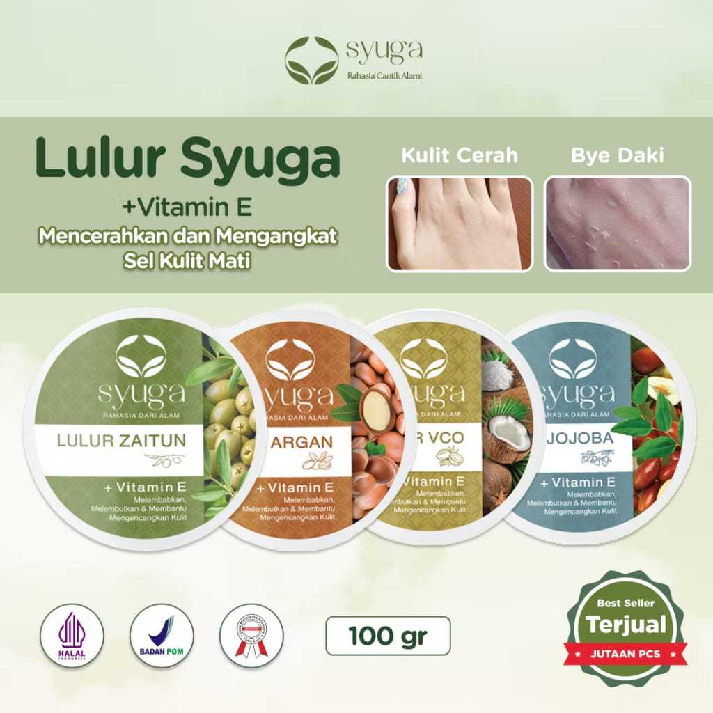 Syuga Lulur Scrub Badan 100gr - Lulur Pemutih Badan - Lulur Pemutih Badan Permanen BPOM - Peeling