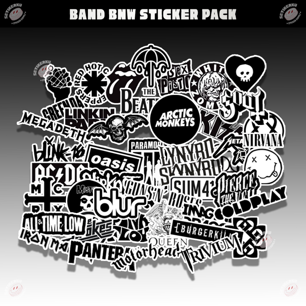 

BAND BLACK AND WHITE Sticker Pack A5 | stiker band black and white aesthetic