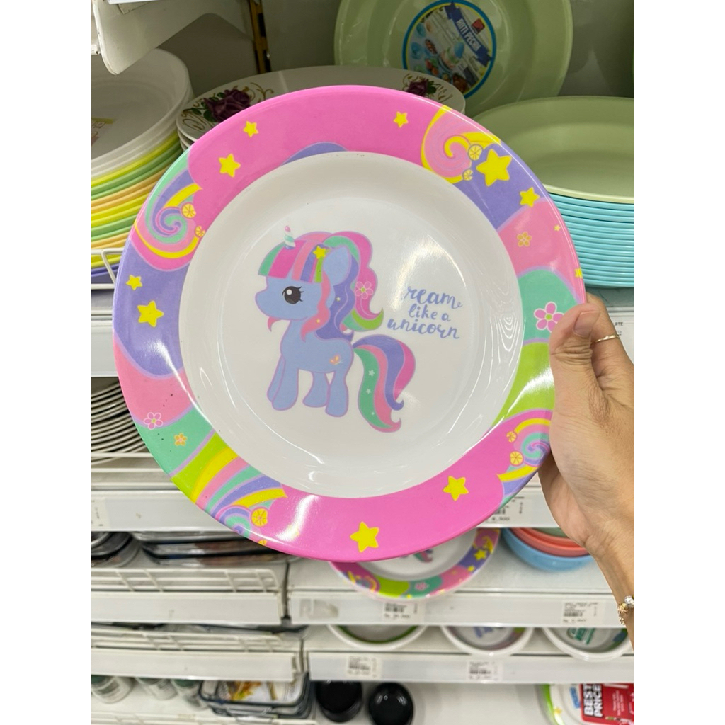 ONYX PIRING MAKAN ANAK MELAMIN ORI MOTIF KUDA PONY 9IN/PIRING MAKAN BULAT/PIRING MAKAN ANAK MELAMIN 