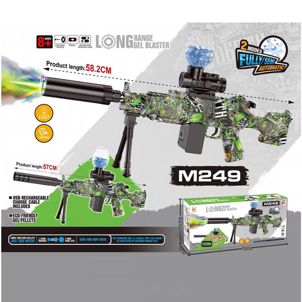 Mainan Tembakan Anak Electric Gun Toy M249 Semi Automatic Lamp Kado Hadiah