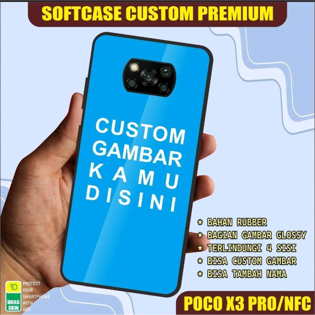 Kesing Softcase untuk Handphone POCO X3 Pro / NFC Case Bisa Custom
