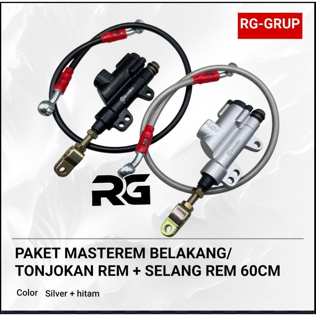 LMV RACING SILVER (tabung nyatu) TONJOKAN MASTER HANDLE REM BELAKANG CNC SELANG 60cm TONJOKAN REM BE