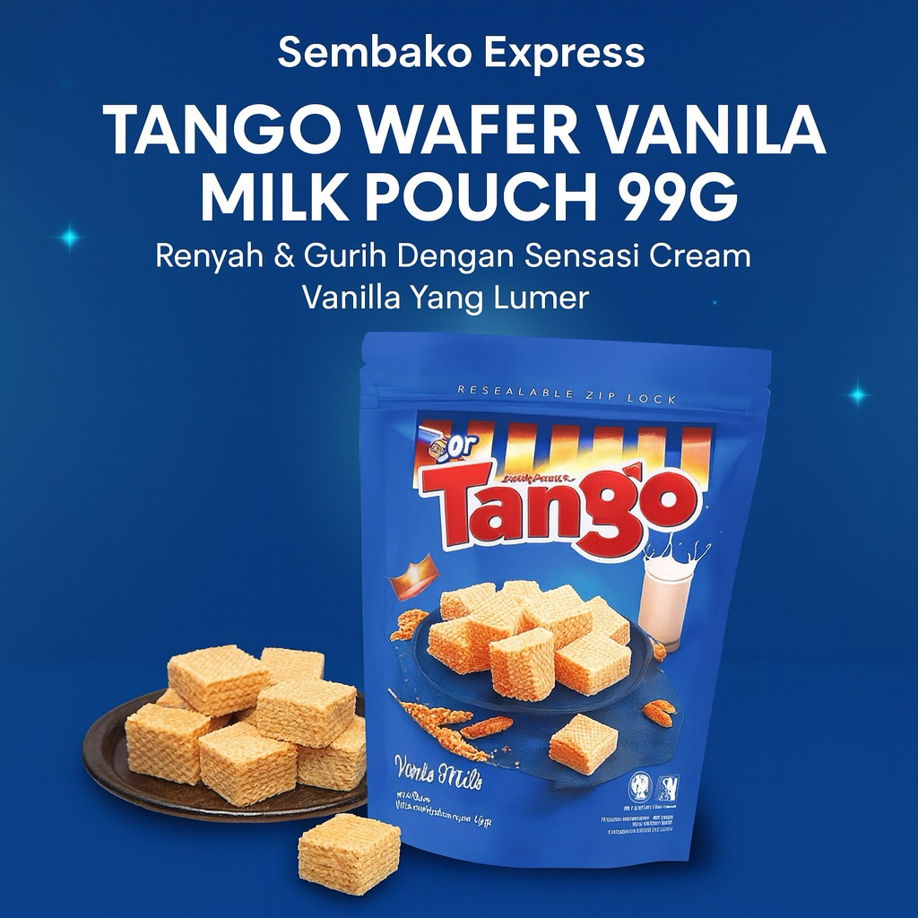 

Tango Wafer Vanilla Milk Pouch 99g - Wafer Renyah Rasa Susu Vanilla