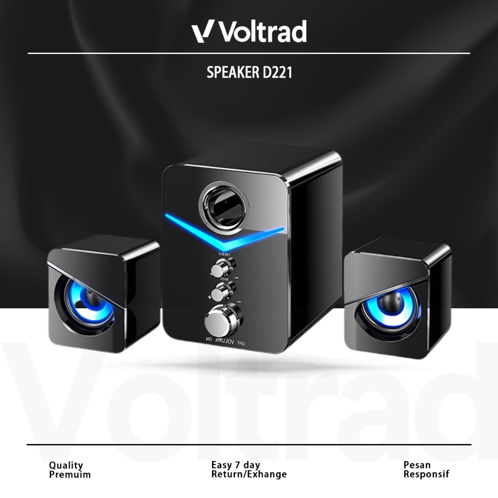 Speaker Bluetooth Hitam USB Subwoofer Multimedia Kotak Musik Stereo Speaker D221